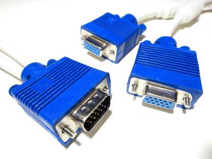 Lapster VGA Cable 0.3 m 15 Pin VGA Y Splitter Cable 1 Feet- Display 1 PC or Laptop To 2 Monitor