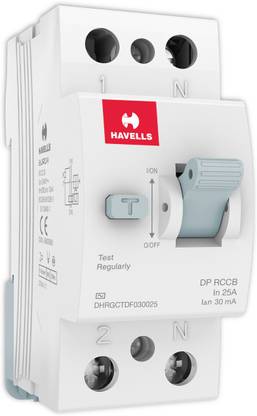 HAVELLS DP RCCB/ELCB 'AC' Type 25A 30mA - DHRGCTDF030025 - (Pack of 1) MCB