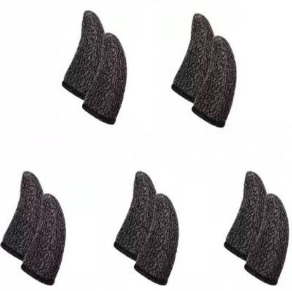 RRHR SALES finger cap for sweat breathable full touch screen to Mobile pubg/Call off duty/free fire game trigger battle royal sensitive shoot and aim supports & Suitable for all (Pair of 5) Black  Gaming Accessory Kit