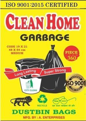 Clean Home Garbage Bags 19 x 21 inch Medium Size Dustbin Covers/Dustbin Bags/Trash Bin Bags Pack of 12 | Each Pack Contains 30 Bags | Total 360 Dustbin Bags Medium 15 L Garbage Bag  Pack Of 360