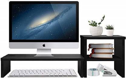 UniAart Computer Monitor Stand with 2 Tiers and Desk Organizer Stand Storage Shelf, Desktop Screen Stand for Laptop, Bookshelf and Keyboard, Monitor Riser Printer Stand for Home, Office, School Wooden Wall Shelf