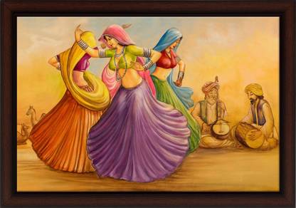 K K CREATIONS RAJASTHANI CULTURE PAINTING Digital Reprint 8 inch x 10 inch Painting
