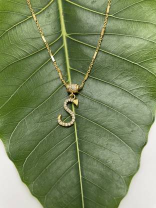 bhojalram Mangalsutra ‘’S’’ letter gold plated pendant locket for girls/women alloy design new model 20 INCH short-long stylish Traditional fashionable chain alphabet name mangalsutras Brass Alloy Mangalsutra Gold-plated Brass
