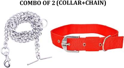 Hachiko Imported Best High Quality Dog Collar+Steel Chain(Combo of 2) Dog Collar & Chain