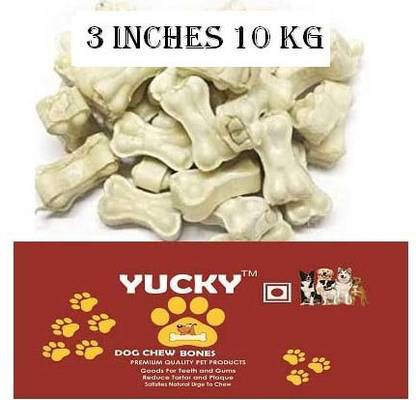 Yucky Dog Rawhide Bones 3 Inch 10 Kg dog chew sticks & dog chewing bones dog food Calcium Milky Bone digestible Treat for dogs Calcium Milky Bone digestible Treat for dogs 320 PCS Chicken 10 kg (320x0.03 kg) Dry Adult, Young, Senior, New Born Dog Food