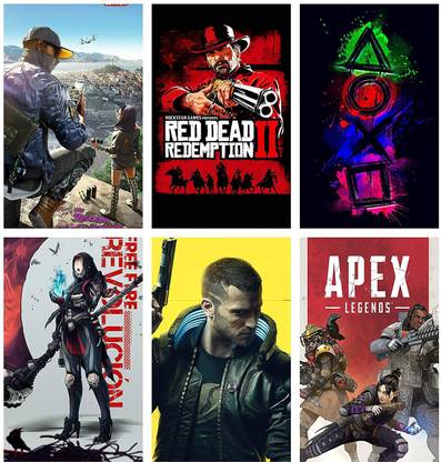 Set of 6 Games Wall Poster for Room Glossy Gaming Posters for Walls(Size_12x18 inch,Multicolor,Paper) Paper Print