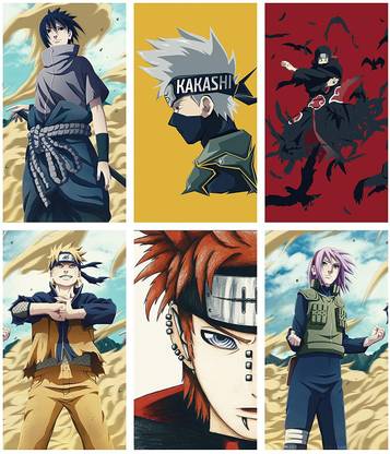 Set of 6 Naruto Anime Wall Poster 250 GSM Glossy Wall Poster of Naruto(Size_12x18 inhc,Multicolor,250 GSM Thick Paper) Paper Print