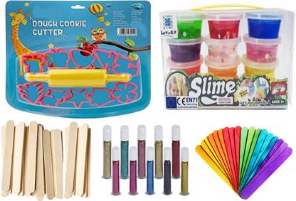 anjanaware AW-12PCS silem with icecream stick colorfull and without color wit glitter for kids Multicolor Putty Toy