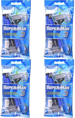 Supermax SuperMax3-(Pack Of 4 :: 20 Razors) with 5 Triple Safety Manual Shaving Razor Blade for Clean Face Shaving for Men (Pack Of 4) by RmrJai Hind, Men