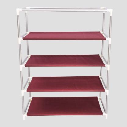 dbeautify 4 maroon havy PVC pipe lock provided shoe rack Plastic Shoe Stand
