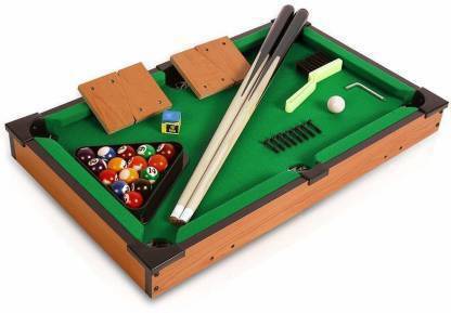 Archana Novelty Tabletop Pool Set- Billiard Game Includes 15 Balls, 2 Sticks, 1 Chalk, Triangle-Portable and Fun Game for Kids Strategy & War Board Game