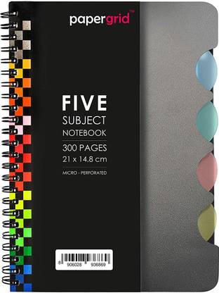 papergrid Five Subject Notebook A5 Notebook Singleline 300 Pages
