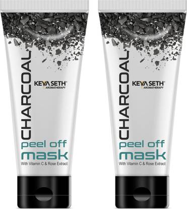 KEYA SETH AROMATHERAPY Charcoal Peel Off Mask, Blackhead & Dead Skin Removal Tightens Pores, Deeply Cleanses for Men & Women Enriched with Vitamin C & Rose Extract & Activated Charcoal (50ml X 2)