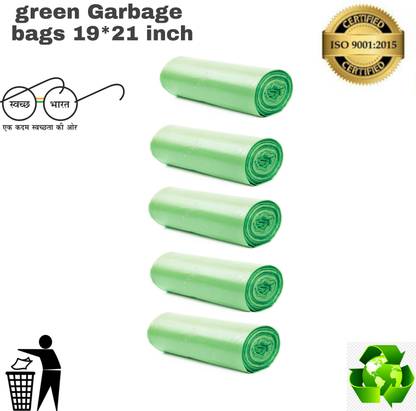 BRUZZLINE green biodegradable 05 dustbin Medium 13 L Garbage Bag  Pack Of 150