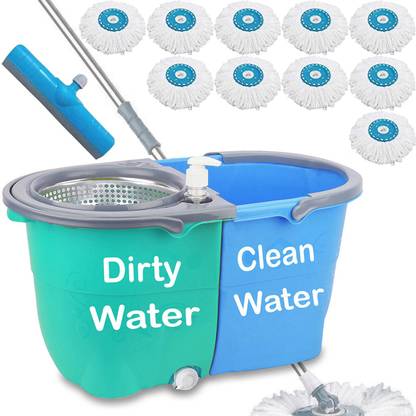 V-MOP Ultra Double Spin Bucket Mop - 360 Degree Self Spin Wringing Magic Wet & Dry Mop for Home & Office Floor Cleaning Mop-070 Mop Set, Mop, Cleaning Wipe, Bucket, Dustbin, Mop, Duster, Broom, Mop Refill