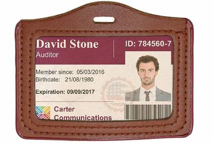 JSMSH Leather ID Badge Holder Horizontal ID Card Holder – Brown (Pack of 10) 1 Card Holder