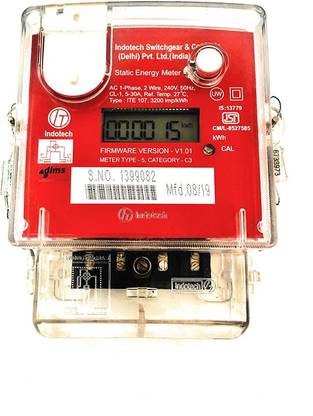 Indotech Electronic Energy Sub Meter AC Single Phase 2-Wire Static kWh Multi-Functin (LCD Type) Display (Class-1) 5-30 Amp With (ISI MARK) Metal Electrical Box