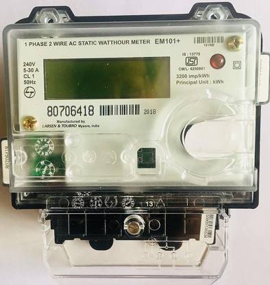 L&T ( Larsen & Toubro Limited) Single Phase Electronic Energy Sub Meter LCD Display 5-30A Metal Electrical Box