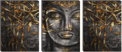 DECOR Production Multiple Frames Split Art Texture MDF Wall Paintings, Wall Art Panels UV Painting for Living Room, Bedroom, Office, Hotels, Drawing Room Digital Reprint 36 inch x 54 inch Painting