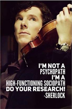 Sherlock Holmes "I am not a psychopath" Quote Poster Paper Print