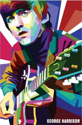 George Harrison The Beatles Graphic Art Poster Paper Print