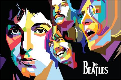 The Beatles Music Band Colourful Illustration Poster Paper Print