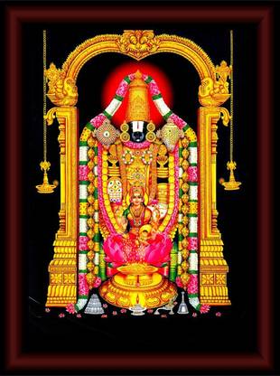 Shri Tirupati Balaji with Mata Laxmi Very Beautiful UV Textured Home Decorative Gift Item Fine Art Print