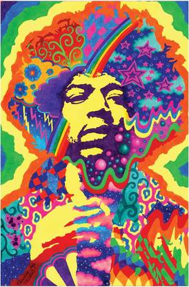 Jimi Hendrix Psychedelic Art Poster Paper Print