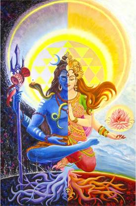 Shiva Parvati Ardhanarishvara Poster Paper Print