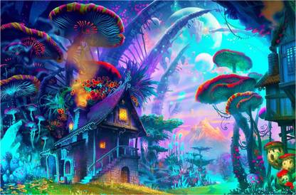 Psychedelic Mushroom Art Poster Paper Print