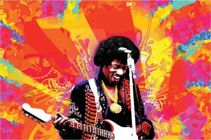 Jimi Hendrix Psychedelic Art Poster Paper Print