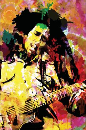 Bob Marley Psychedelic Guitar Art Poster Paper Print