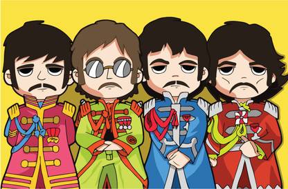 The Beatles Music Band Cartoon Illustration Poster Paper Print