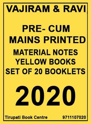 VAJIRAM & RAVI PRE - CUM - MAINS Printed Material Notes - YELLOW BOOKS - 2020 [ Set Of 20 Booklets ] - 2020 (Paperback, VAJIRAM & RAVI)