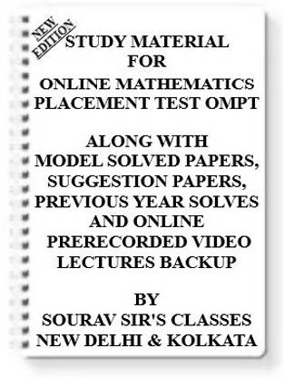 Study Material For Online Mathematics Placement Test Ompt [set Of 7 Books] With Model Question Papers + Topicwise Analysis + Mcq Questions + Special Practice Set