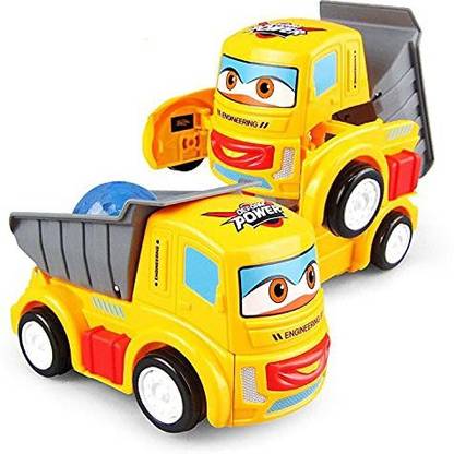 Jugutoz Robot Deform Engineering Vehicle Construction Truck Battery Operated Bump & Go Action 2 in 1 Converting Robot to Car Toy with 3D Lights and Music Truck Toy for Kids Boys (Yellow)