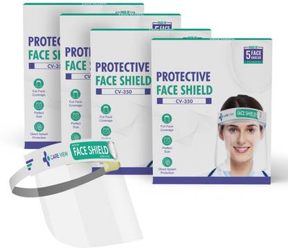 Care View CV-350 Full Coverage Anti Splash Face Shield Mask with Face Protective Visor for Eye and Head Protection, Transparent, Reusable, Anti Scratch & Anti Smog Shields Safety Visor