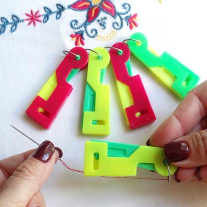 Aradent Pack Of 5 Pcs Automatic Plastic Needle Threader Thread Guide Needle Device Sewing Needle Plate