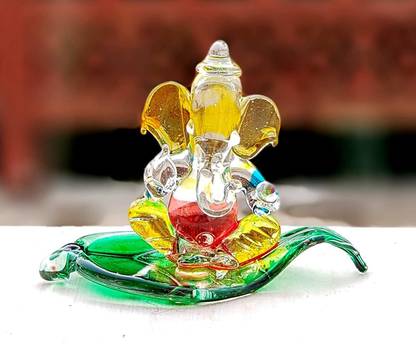 LUNA Crafts BEAUTIFUL Lord Ganesha Idol for Gift - Ganesha Statue for Car Dashboard / Showpiece / Birthday / Diwali / Gifts / 8CM Decorative Showpiece  -  8 cm