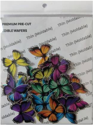 TastyCrafts Pre-Cut Wafer Paper | Edible | Stick-on Cake décor | Vibrant Small Butterfly | 35 Pcs - Pack of 1 (WPC- 018) Topper