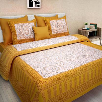 Saba Dream Collection 200 TC Cotton Double Printed Flat Bedsheet