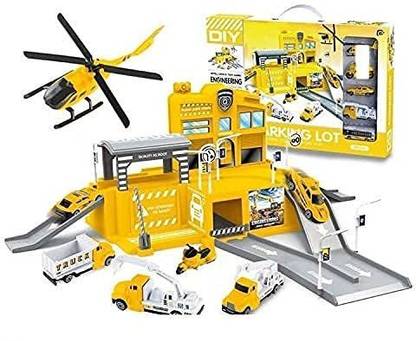 HAPPYZ Engineering Parking Lot Toys Set for Kids, Car/Bus/Truck/Bike Parking Garage Toy Play Set,Educational Vehicle Toy Play Set