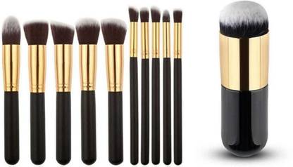 BUJANA'S Professional Series Makeup Brush Set & Chubby Makeup Foundation Brush