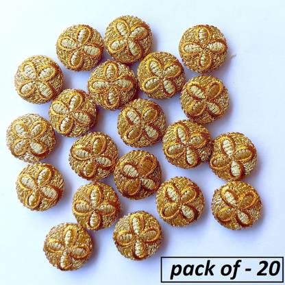 Tripti Products Golden Embroidered Button Nylon, Fabric Buttons
