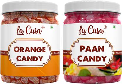 La Casa Orange and Paan Candy | Combo Pack of 2 | Premium Khatti Mithi Toffee | Orange, Paan Candy