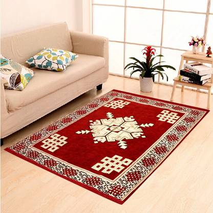 Home Elite Maroon Chenille Carpet