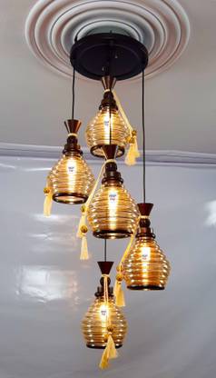 Prop It Up Pendant Light GOLDEN GLASS With Metal STYLIST FITTING BLACK/BRAWN Adjustable 5-Lights Hanging Lighting Pendant Lamp Fixture for Kitchen Island, Barn, Dining Room, Cafe, Farmhouse GL N/4 HL/5 Pendants Ceiling Lamp