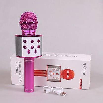INDOUS Bluetooth Mic Wireless Handheld Karaoke Microphone| Heavy Sound Quality Mic for Singing with Speaker for All Smartphones, Pink Mic wireless mic