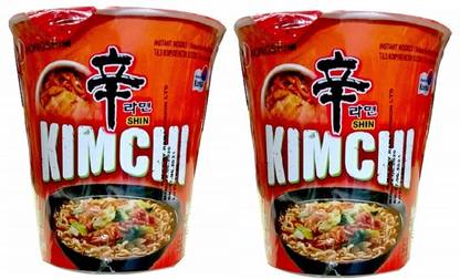 Nongshim Kimchi Ramyun Cup Noodles 68gm (Pack of 2) (Imported) Cup Noodles Vegetarian