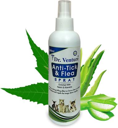 Dr Venture Anti-Tick And Flea Spray For All Breeds Like Dogs, Cats And Puppies Kills & Repels Fleas, Ticks And Lice Enriched With Neem And Aloevera 200 ml Pack of 1 200 ml Pet Coat Cleanser